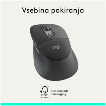 Miš brezžična + Bluetooth Logitech Signature Comfort Plus M850 L velikost grafitna (910-007715)