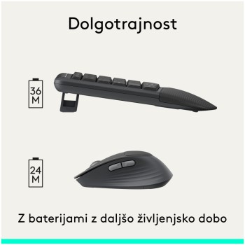 Tipkovnica in miš Logitech brezžična + Bluetooth MK880 Signature Comfort Plus grafitna Slovenski nabor znakov (920-014161)