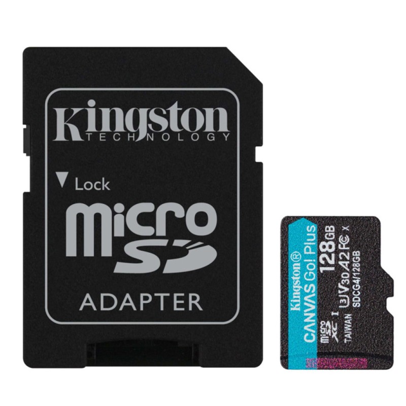 Spominska kartica microSDXC 128GB Kingston Canvas Select Plus 150MB/s/U3 V30 UHS-I A2 +adapter (SDCG4/128GB) KINGSTON Spominska kartica microSDXC 128GB Kingston Canvas Select Plus 150MB/s/U3 V30 UHS-I A2 +adapter (SDCG4/128GB)