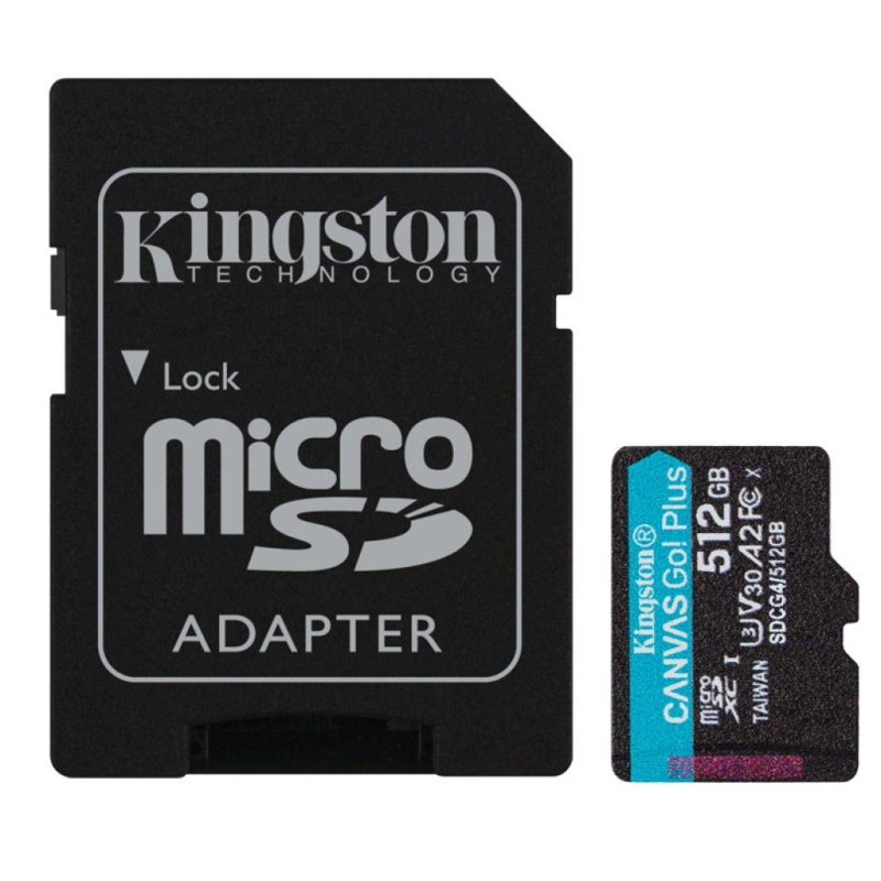 Spominska kartica microSDXC 512GB Kingston Canvas Go! Plus 150MB/s/U3 V30 UHS-I A2 +adapter (SDCG4/512GB) KINGSTON Spominska kartica microSDXC 512GB Kingston Canvas Go! Plus 150MB/s/U3 V30 UHS-I A2 +adapter (SDCG4/512GB)