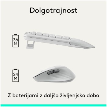 Tipkovnica in miš Logitech brezžična + Bluetooth MK880 Signature Comfort Plus bela SLO gravura (920-014033)
