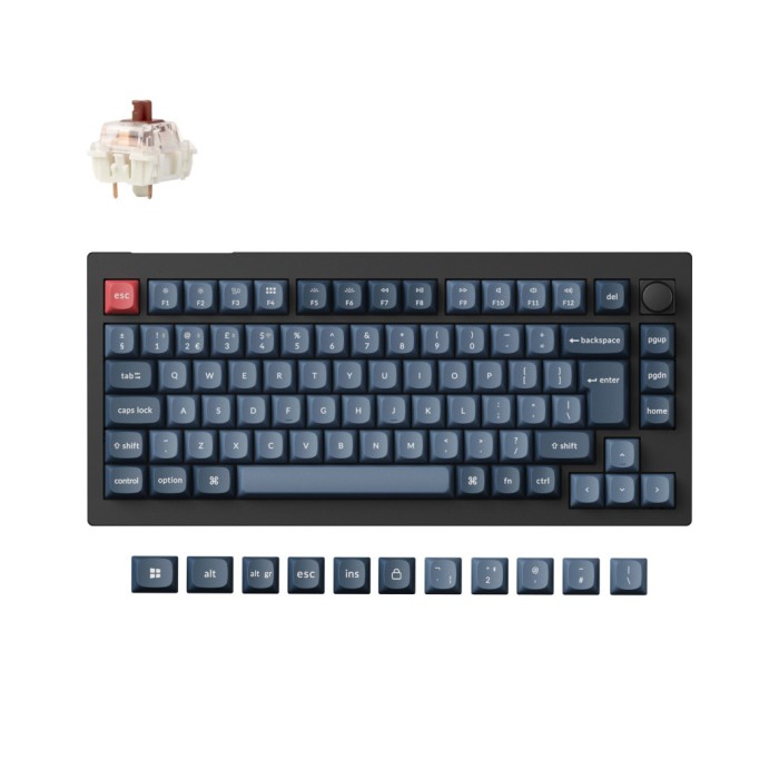 Tipkovnica brezžična, bluetooth, USB Keychron V1 Max mehanska rjava stikala UK | črna siva RGB (V1M-D3-UK) Tipkovnica brezžična, bluetooth, USB Keychron V1 Max mehanska rjava stikala UK | črna siva RGB (V1M-D3-UK)