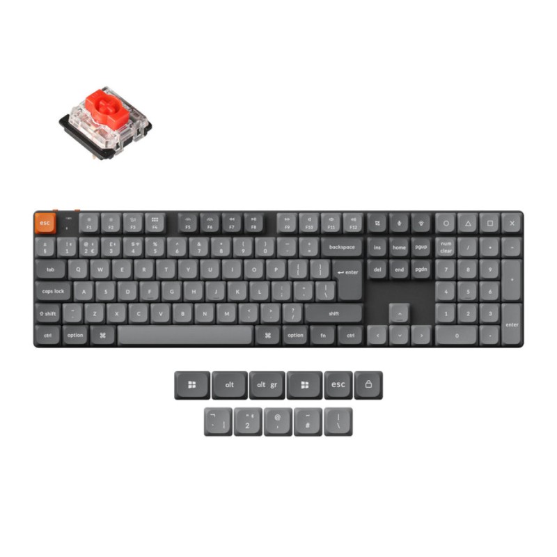 Tipkovnica brezžična, bluetooth, USB Keychron K5 Max rdeča stikala UK | siva RGB (K5M-H1-UK) Keychron Tipkovnica brezžična, bluetooth, USB Keychron K5 Max rdeča stikala UK | siva RGB (K5M-H1-UK)