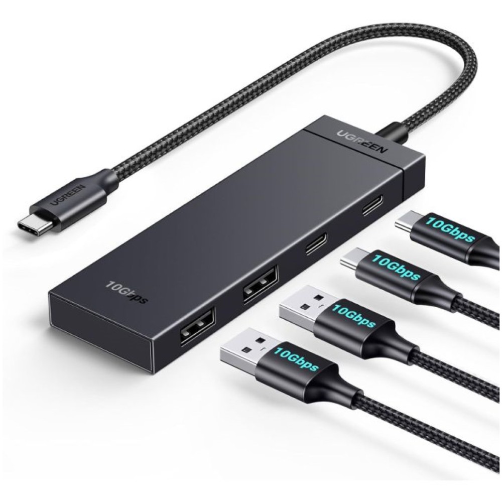 HUB USB-C => 2xUSB-C 2xUSB-A Ugreen brez napajanja 10Gbit/s 3.2 Gen2 30cm kabel (35583) UGREEN HUB USB-C => 2xUSB-C 2xUSB-A Ugreen brez napajanja 10Gbit/s 3.2 Gen2 30cm kabel (35583)