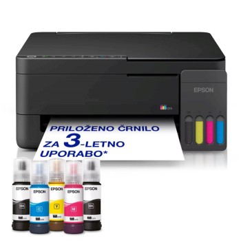 Tiskalnik multifunkcijski brizgalni barvni Epson EcoTank L3350 A4 enostransko skeniranje USB WiFi 11ppm (C11CL62409) Tiskalnik multifunkcijski brizgalni barvni Epson EcoTank L3350 A4 enostransko skeniranje USB WiFi 11ppm (C11CL62409)