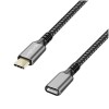 Kabel USB-C(m) => USB-C(ž) 3.2 Gen2 podaljšek najlon ovoj 2,0m 100W 5A/20V 5Gbps črn/siv LogiLink (CUA0109)