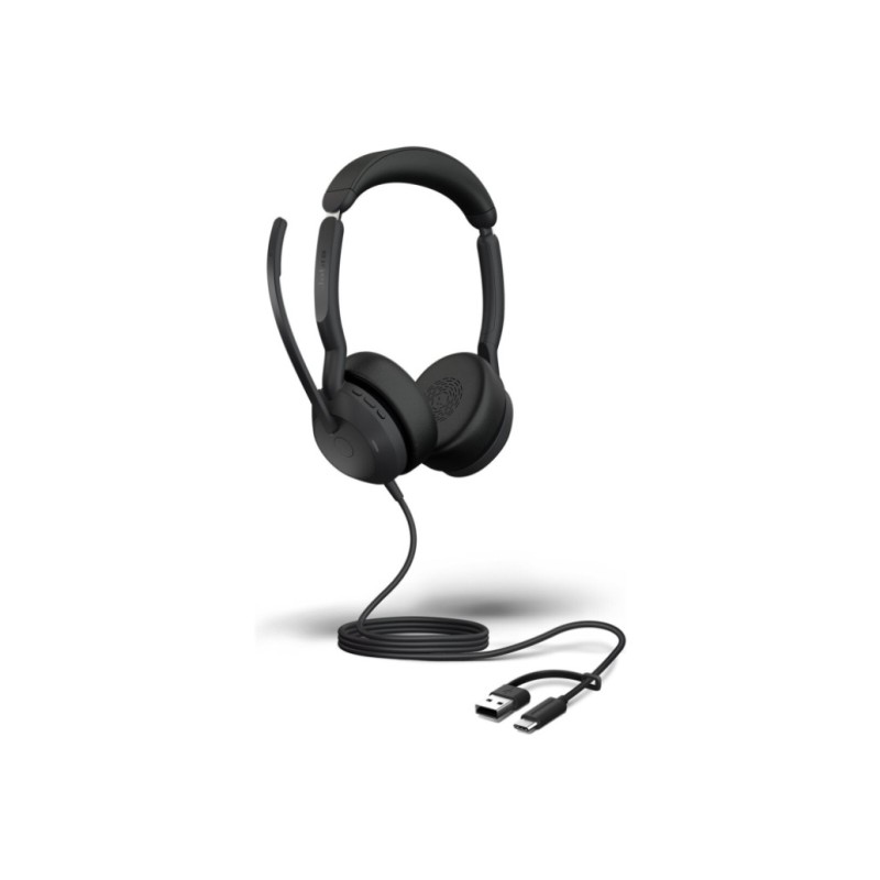 Slušalke brezžične Jabra naglavne z mikrofonom BT/USB-A/C Jabra Evolve2 50 UC Stereo črna Active Noise Cancellation (25089-989-799) Jabra Slušalke brezžične Jabra naglavne z mikrofonom BT/USB-A/C Jabra Evolve2 50 UC Stereo črna Active Noise Cancellation (25089-989-799)