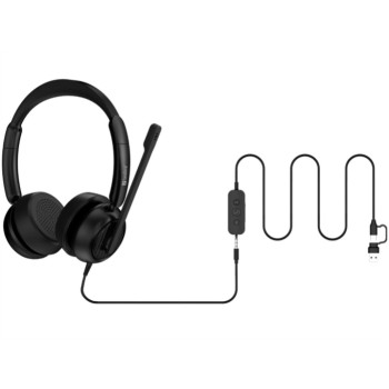 Slušalke žične Sandberg naglavne z mikrofonom USB-C/USB-A 3v1 Office Headset Pro črne ENC (126-54)