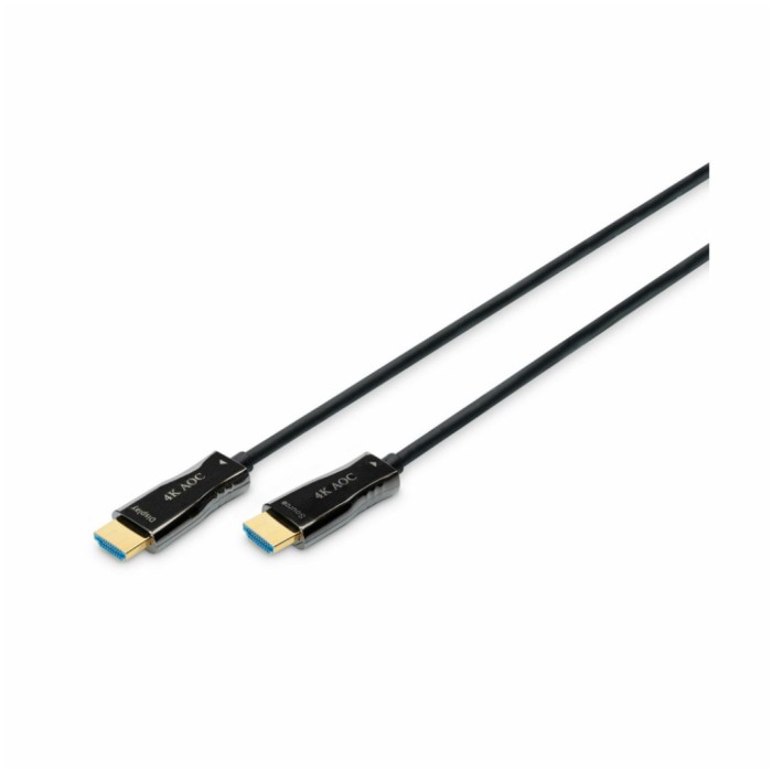 Kabel HDMI(m)=>HDMI(m) 2.0 30,00m 4K/60Hz AOC pozlačeni kontakti optični hibridni črn Digitus (AK-330125-300-S)