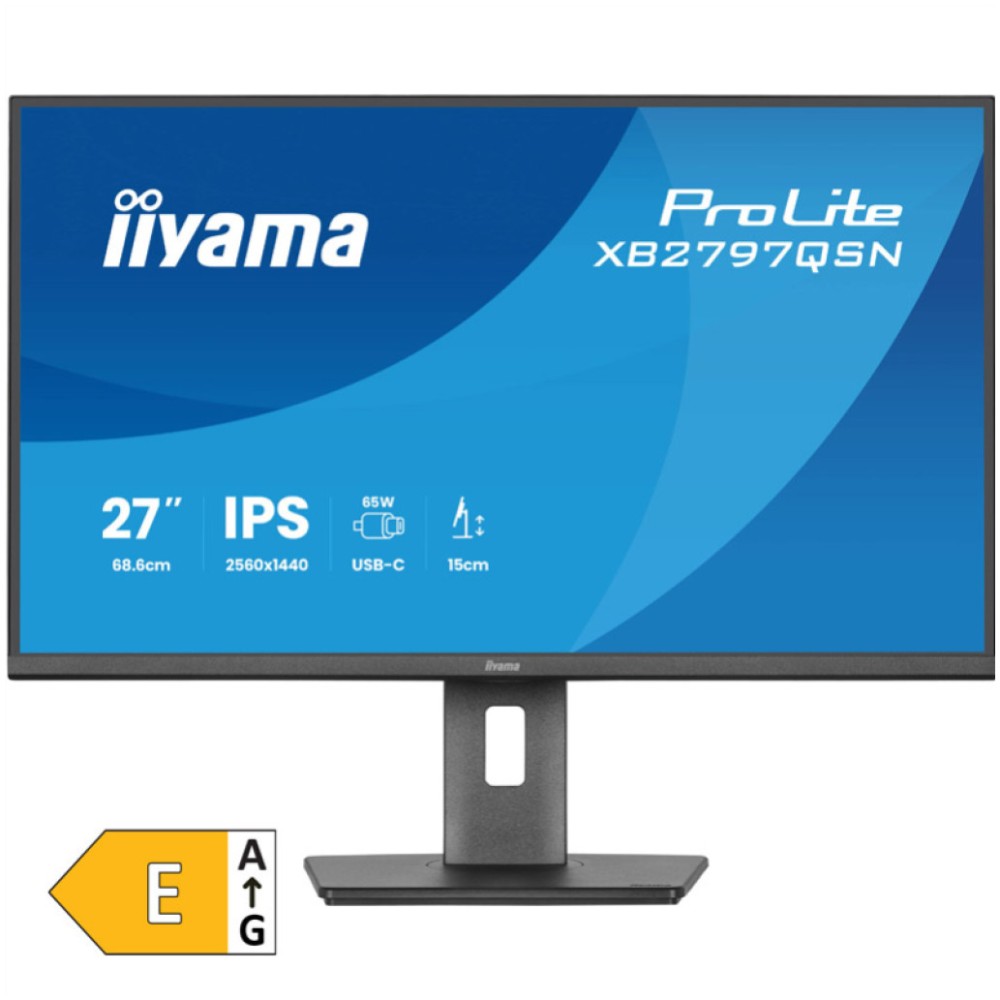 Monitor Iiyama 68,6 cm (27) XB2797QSN-B1 2560x1440 75Hz IPS 1ms HDMI DP USB-C 65W Pivot Zvočniki  7H AdaptiveSync HDR10 ProLite
