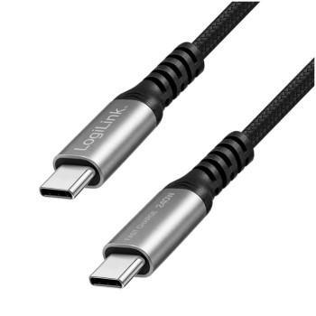 Kabel USB-C (m) => USB-C (m) 2.0 najlon ovoj 1,5m 240W PD 3.1 5A/48V 480Mbps črn LogiLink (CU0282)
