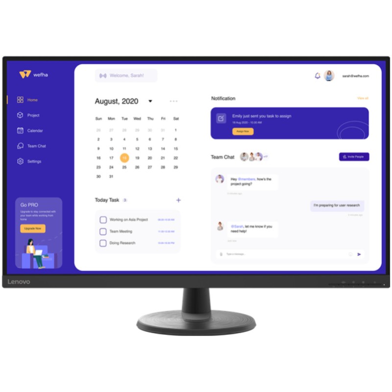 Monitor Lenovo 80 cm (31,5) D32u-40 3840x2160 VA 4ms 2xHDMI DisplayPort  NTSC72% FreeSync črna- odprta embalaža