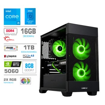 Računalnik MEGA MT S7X i5-12400F/RTX5060/16GB/1TB/750W/Brez OS/črna RGB + Estetski napajalni kabli [Zelena / Črna]