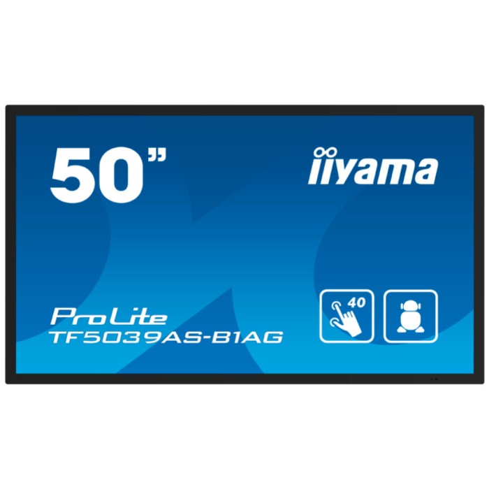Monitor Iiyama 125,7 cm (49,5") TF5039AS-B1AG 3840x2160 na dotik PCAP Interaktivni VA 9,5ms 2xHDMI DP 2xUSB Zvočniki 2x10W  ProLite Android 11