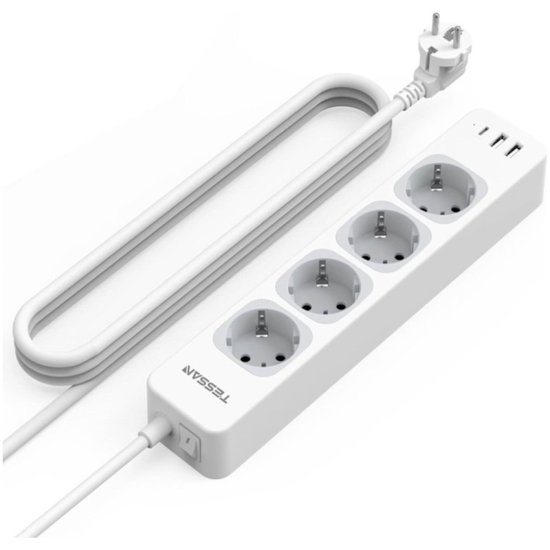 Podaljšek Tessan 307C 2,00m 4x220V 3xUSB-A USB-C bel (TS-307-C) Tessan Podaljšek Tessan 307C 2,00m 4x220V 3xUSB-A USB-C bel (TS-307-C)
