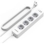 Podaljšek Tessan 307C 2,00m 4x220V 3xUSB-A USB-C bel (TS-307-C)