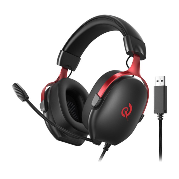 Slušalke žične QCY naglavne z mikrofonom USB Heroad VN200 črna-rdeča Gaming (H7GM black red)