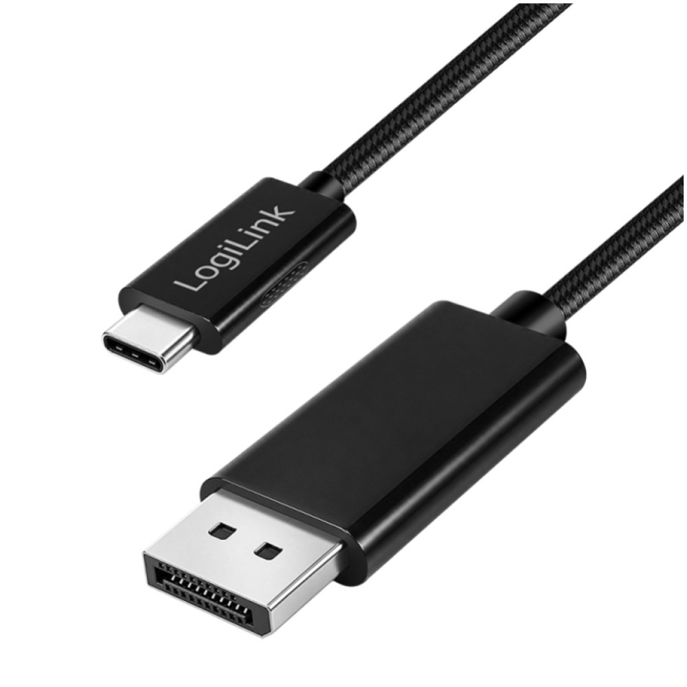 Kabel USB-C=>DisplayPort(m) v1.4 3,00m UHD 8K/60Hz obojesmerni črn Logilink (CUA0121) LOGILINK Kabel USB-C=>DisplayPort(m) v1.4 3,00m UHD 8K/60Hz obojesmerni črn Logilink (CUA0121)