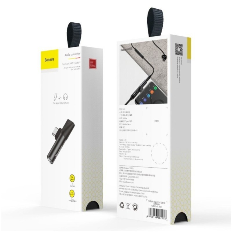 Adapter Audio USB-C M => 3,5mm Ž + USB-C Ž za polnjenje BASEUS - črn (CATL41-01) EOLS-P Baseus Adapter Audio USB-C M => 3,5mm Ž + USB-C Ž za polnjenje BASEUS - črn (CATL41-01) EOLS-P