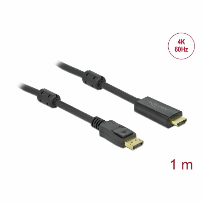 Kabel DisplayPort (m) => HDMI (m) 1,0m Delock 4K@60Hz črn (85955) Kabel DisplayPort (m) => HDMI (m) 1,0m Delock 4K@60Hz črn (85955)