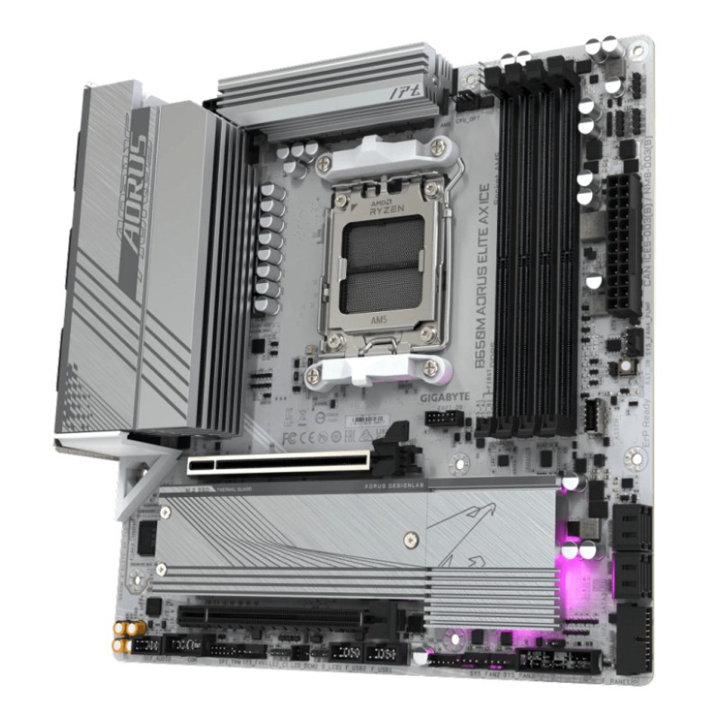 Osnovna plošča AM5 GigaByte B650M AORUS ELITE AX ICE ATX 1xHDMI 2.1 1xDisplayPort 1.4 GIGABYTE Osnovna plošča AM5 GigaByte B650M AORUS ELITE AX ICE ATX 1xHDMI 2.1 1xDisplayPort 1.4