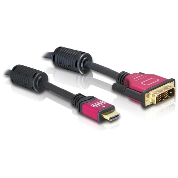 KABEL HDMI/DVI Digital (18+1) M/M 5,0m Delock pozlačeni kontakti (84344) KABEL HDMI/DVI Digital (18+1) M/M 5,0m Delock pozlačeni kontakti (84344)