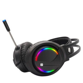 Slušalke žične Robaxo naglavne z mikrofonom USB črne RGB (GH220)
