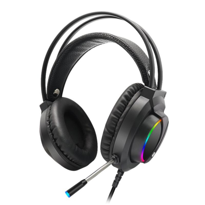 Slušalke žične Robaxo naglavne z mikrofonom USB črne RGB (GH220) Robaxo Slušalke žične Robaxo naglavne z mikrofonom USB črne RGB (GH220)