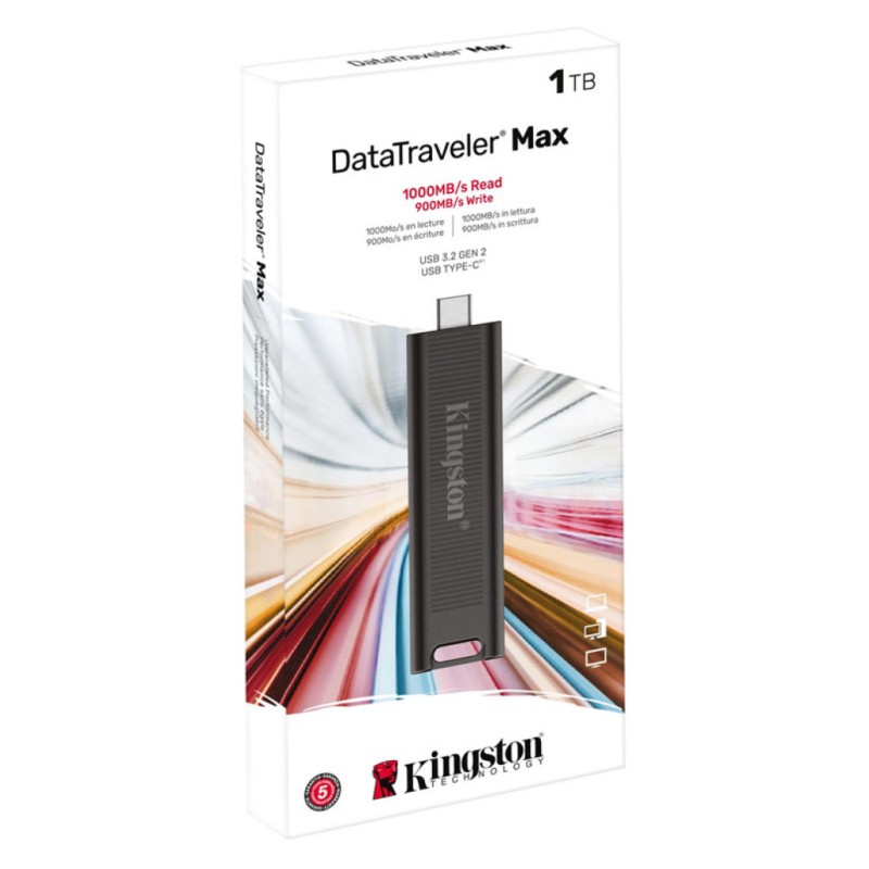 Spominski ključek 1TB USB-C Kingston DataTraveler MAX 1000MB/s 900/MB/s plastičen drsni črn (DTMAX/1TB) KINGSTON Spominski ključek 1TB USB-C Kingston DataTraveler MAX 1000MB/s 900/MB/s plastičen drsni črn (DTMAX/1TB)