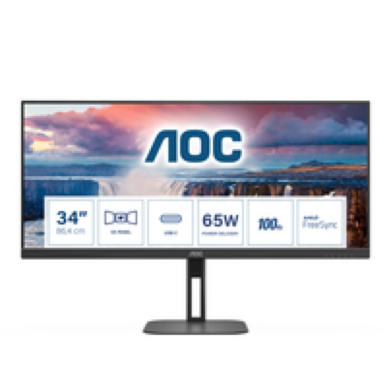 Monitor Razni 86,4 cm (34,0) U34V5C 3440x1440 100Hz VA 1ms HDMI DisplayPort USB-C 65W 4xUSB3.2 Pivot Zvočniki 2x5W  6H sRGB121% FreeSync