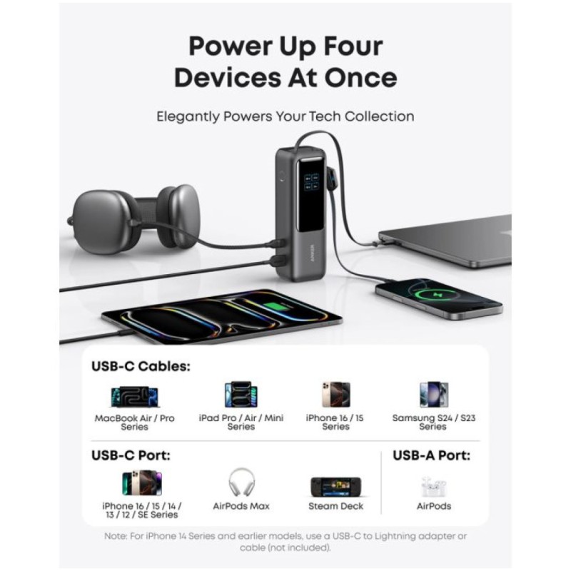 Prenosna baterija Anker Powerbank 25000mAh 165W PD 1x USB-A 3x USB-C črna (A1695H11) ANKER Prenosna baterija Anker Powerbank 25000mAh 165W PD 1x USB-A 3x USB-C črna (A1695H11)