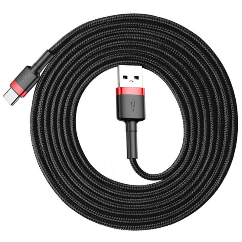 Kabel USB-C => USB-A 2.0 tekstil ovoj 2,00m 5V/2A QC3 Baseus črn/rdeč (CATKLF-C91) Baseus Kabel USB-C => USB-A 2.0 tekstil ovoj 2,00m 5V/2A QC3 Baseus črn/rdeč (CATKLF-C91)