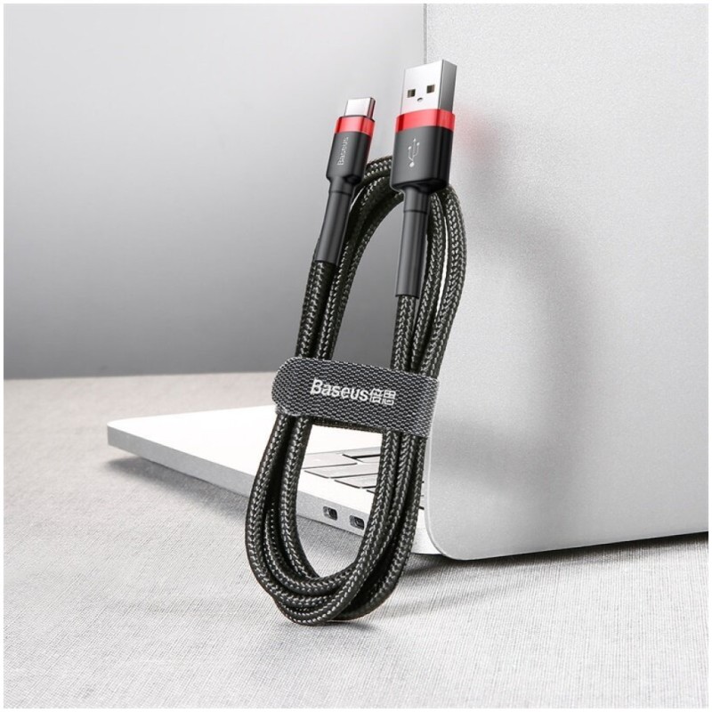 Kabel USB-C => USB-A 2.0 tekstil ovoj 2,00m 5V/2A QC3 Baseus črn/rdeč (CATKLF-C91) Baseus Kabel USB-C => USB-A 2.0 tekstil ovoj 2,00m 5V/2A QC3 Baseus črn/rdeč (CATKLF-C91)