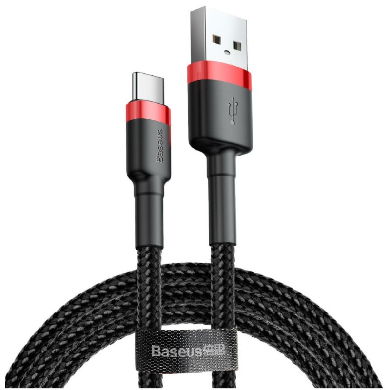 Kabel USB-C => USB-A 2.0 tekstil ovoj 2,00m 5V/2A QC3 Baseus črn/rdeč (CATKLF-C91) Baseus Kabel USB-C => USB-A 2.0 tekstil ovoj 2,00m 5V/2A QC3 Baseus črn/rdeč (CATKLF-C91)