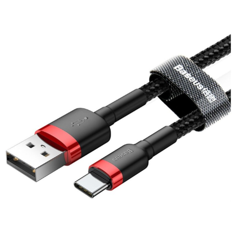 Kabel USB-C => USB-A 2.0 tekstil ovoj 2,00m 5V/2A QC3 Baseus črn/rdeč (CATKLF-C91) Baseus Kabel USB-C => USB-A 2.0 tekstil ovoj 2,00m 5V/2A QC3 Baseus črn/rdeč (CATKLF-C91)