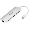 HUB USB-C => 2xUSB3.0 USB-C(PD 61W) HDMI čitalec kartic SD RJ45 Sandberg (136-18) SANDBERG HUB USB-C => 2xUSB3.0 USB-C(PD 61W) HDMI čitalec kartic SD RJ45 Sandberg (136-18)