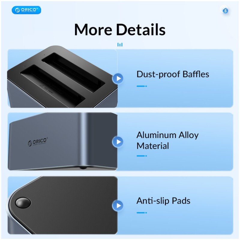 Čitalec diskov USB 3.2 Gen1 ⇒ SATA 3,5/2,5 Orico Docking Station za 2 diska z možnostjo dvosmernega kloniranja Orico siv (6626C3-C-V1) Orico Čitalec diskov USB 3.2 Gen1 ⇒ SATA 3,5/2,5 Orico Docking Station za 2 diska z možnostjo dvosmernega kloniranja Orico siv (6626C3-C-V1)