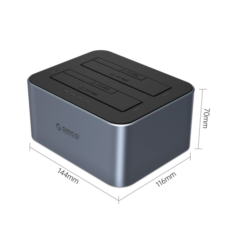 Čitalec diskov USB 3.2 Gen1 ⇒ SATA 3,5/2,5 Orico Docking Station za 2 diska z možnostjo dvosmernega kloniranja Orico siv (6626C3-C-V1) Orico Čitalec diskov USB 3.2 Gen1 ⇒ SATA 3,5/2,5 Orico Docking Station za 2 diska z možnostjo dvosmernega kloniranja Orico siv (6626C3-C-V1)