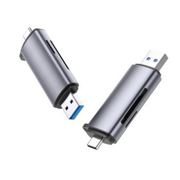 Zunanji čitalec kartic Ugreen USB 3.0/USB-C za microSD SD RS-MMC MMC siv (50706)