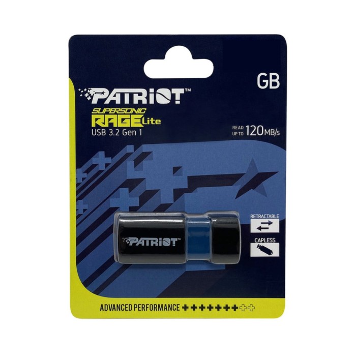 Spominski ključek 32GB USB 3.2 Patriot Supersonic Rage Lite 120MB/s - plastičen/izvlečni/črno-moder (PEF32GRLB32U) Spominski ključek 32GB USB 3.2 Patriot Supersonic Rage Lite 120MB/s - plastičen/izvlečni/črno-moder (PEF32GRLB32U)