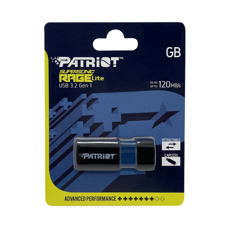 Spominski ključek 32GB USB 3.2 Patriot Supersonic Rage Lite 120MB/s - plastičen/izvlečni/črno-moder (PEF32GRLB32U) PATRIOT Spominski ključek 32GB USB 3.2 Patriot Supersonic Rage Lite 120MB/s - plastičen/izvlečni/črno-moder (PEF32GRLB32U)