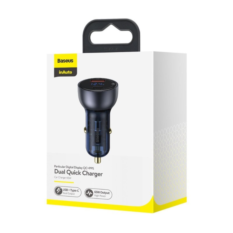 Avto polnilec 12V/24V => USB-A + USB-C 65W PD + PPS + QC Baseus (CCKX-C0G) Baseus Avto polnilec 12V/24V => USB-A + USB-C 65W PD + PPS + QC Baseus (CCKX-C0G)