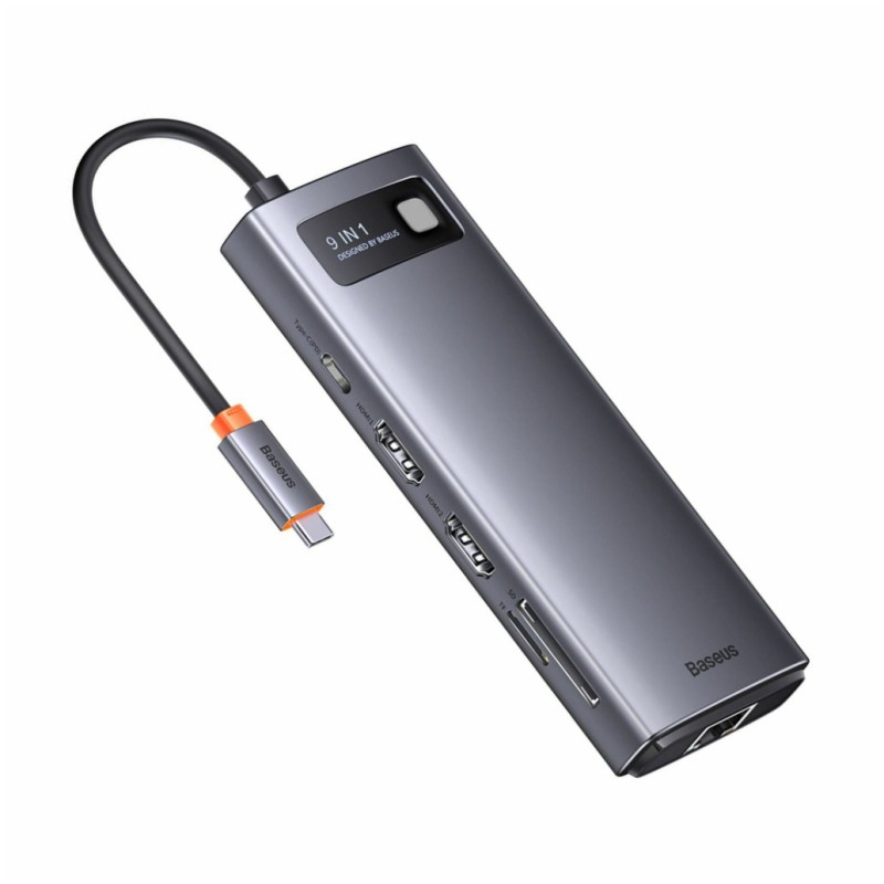 Priklopna postaja USB-C => BASEUS Metal Gleam Series 9v1 2x HDMI 2xUSB3.0 1xUSB2.0 USB-C 100W 1xRJ45 čitalec kartic SD/microSD/TF (WKWG060013) Baseus Priklopna postaja USB-C => BASEUS Metal Gleam Series 9v1 2x HDMI 2xUSB3.0 1xUSB2.0 USB-C 100W 1xRJ45 čitalec kartic SD/microSD/TF (WKWG060013)