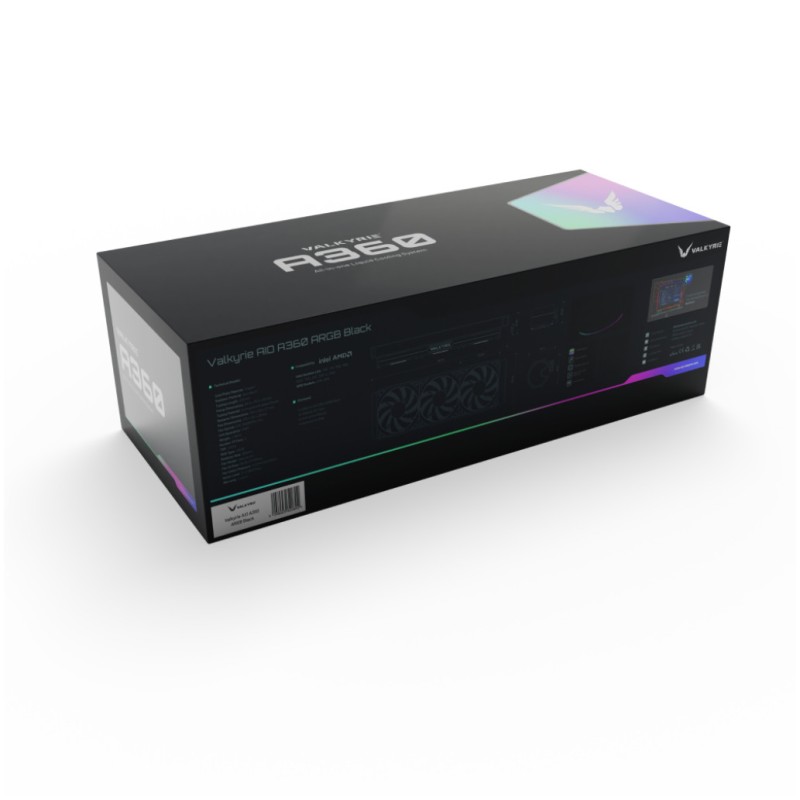 Vodno hlajenje Valkyrie A360 - 360mm ARGB črna (VK-AIOA360B) Valkyrie Vodno hlajenje Valkyrie A360 - 360mm ARGB črna (VK-AIOA360B)