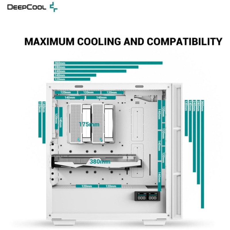 Ohišje Deepcool CH560 Digital MidiATX - bela RGB Deepcool Ohišje Deepcool CH560 Digital MidiATX - bela RGB
