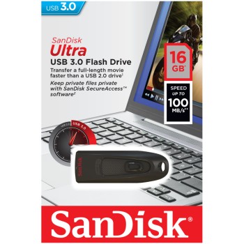 Spominski ključek 16GB USB 3.0 Sandisk Ultra 80MB/s - plastičen/drsni/črn (SDCZ48-016G-U46)