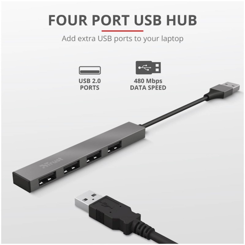 HUB USB 2.0 4portni Trust HALYX 4 (23786) TRUST HUB USB 2.0 4portni Trust HALYX 4 (23786)