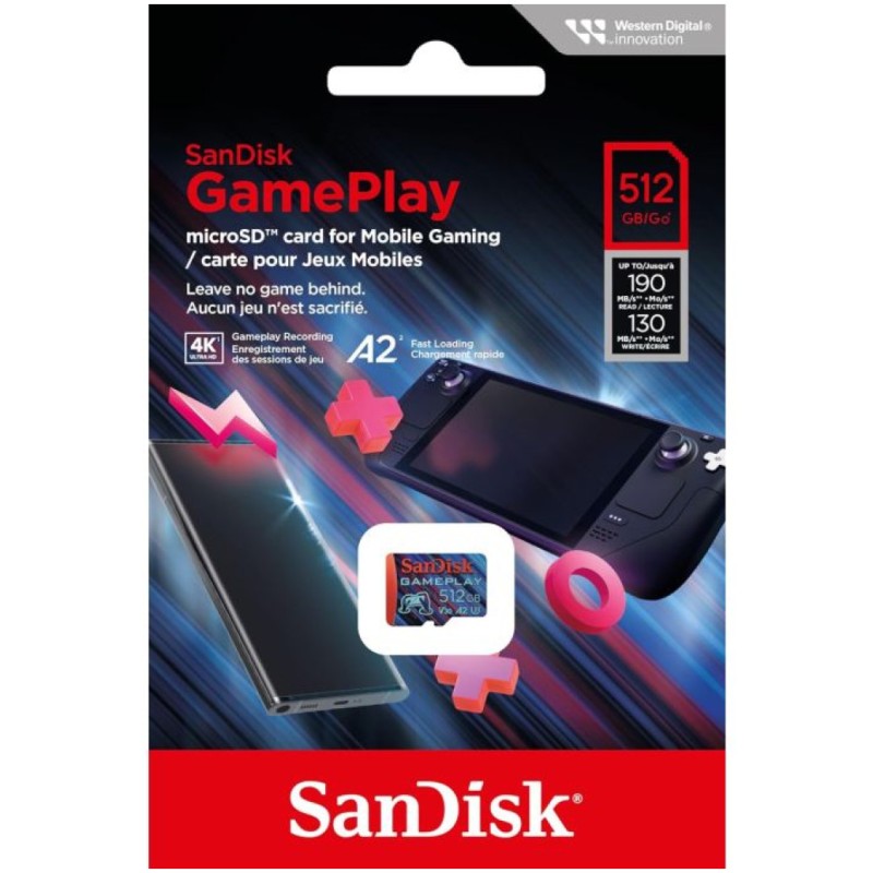 Spominska kartica SDXC 512GB Sandisk Play 190MB/s/130MB/s U3 V30 UHS-I (SDSQXAV-512G-GN6XN)