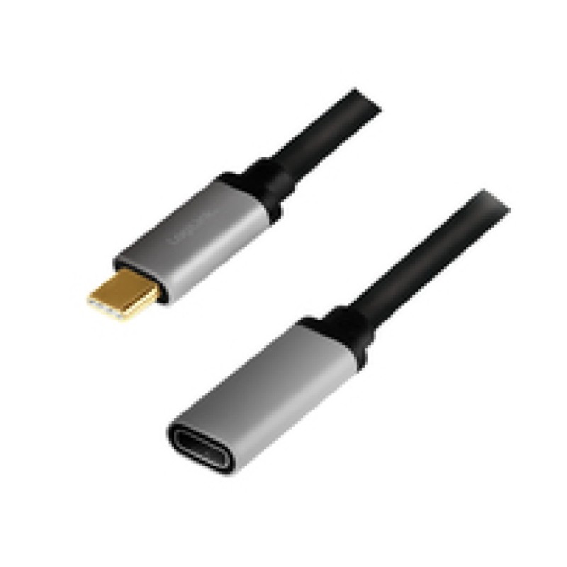 Kabel USB-C => USB-C 3.2 Gen2 Podaljšek 0,50m 5A 4K/60Hz alu črn/siv LogiLink (CUA0105)