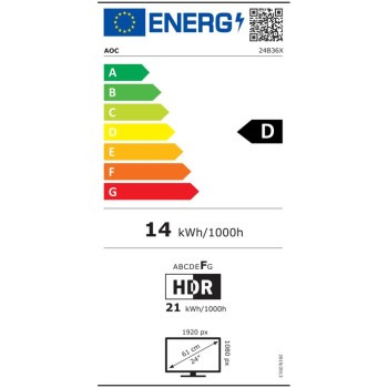 Monitor AOC 60,5 cm (23,8") 24B36X 1920x1080 144Hz IPS 0,5ms HDMI DisplayPort 3H DCI-P3-95,8% AdaptiveSync HDR10 BasicLine Monitor AOC 60,5 cm (23,8") 24B36X 1920x1080 144Hz IPS 0,5ms HDMI DisplayPort 3H DCI-P3-95,8% AdaptiveSync HDR10 BasicLine